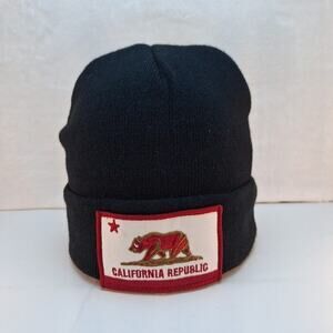 California Republic 3D Patch Embroidery Black Cuff Beanie